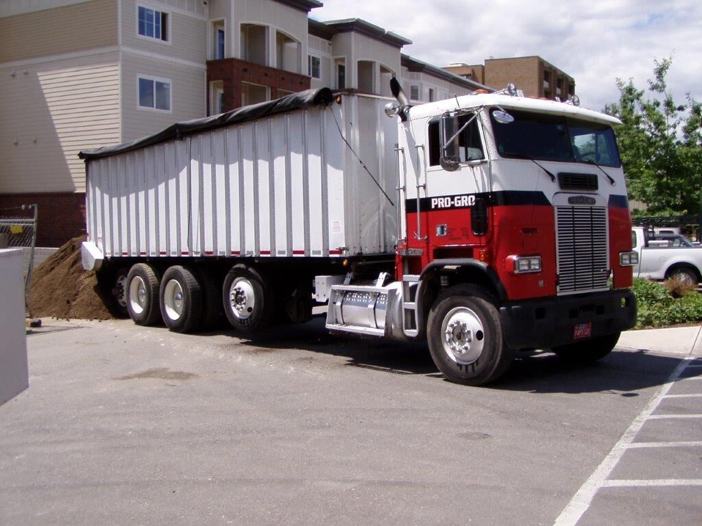 Pro-Gro semi truck delivering bulk soil